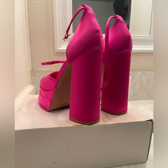 Dream Pairs Women’s High Chunky platform Heels- Hot PINK ankle strap SZ 9 - Picture 3 of 9